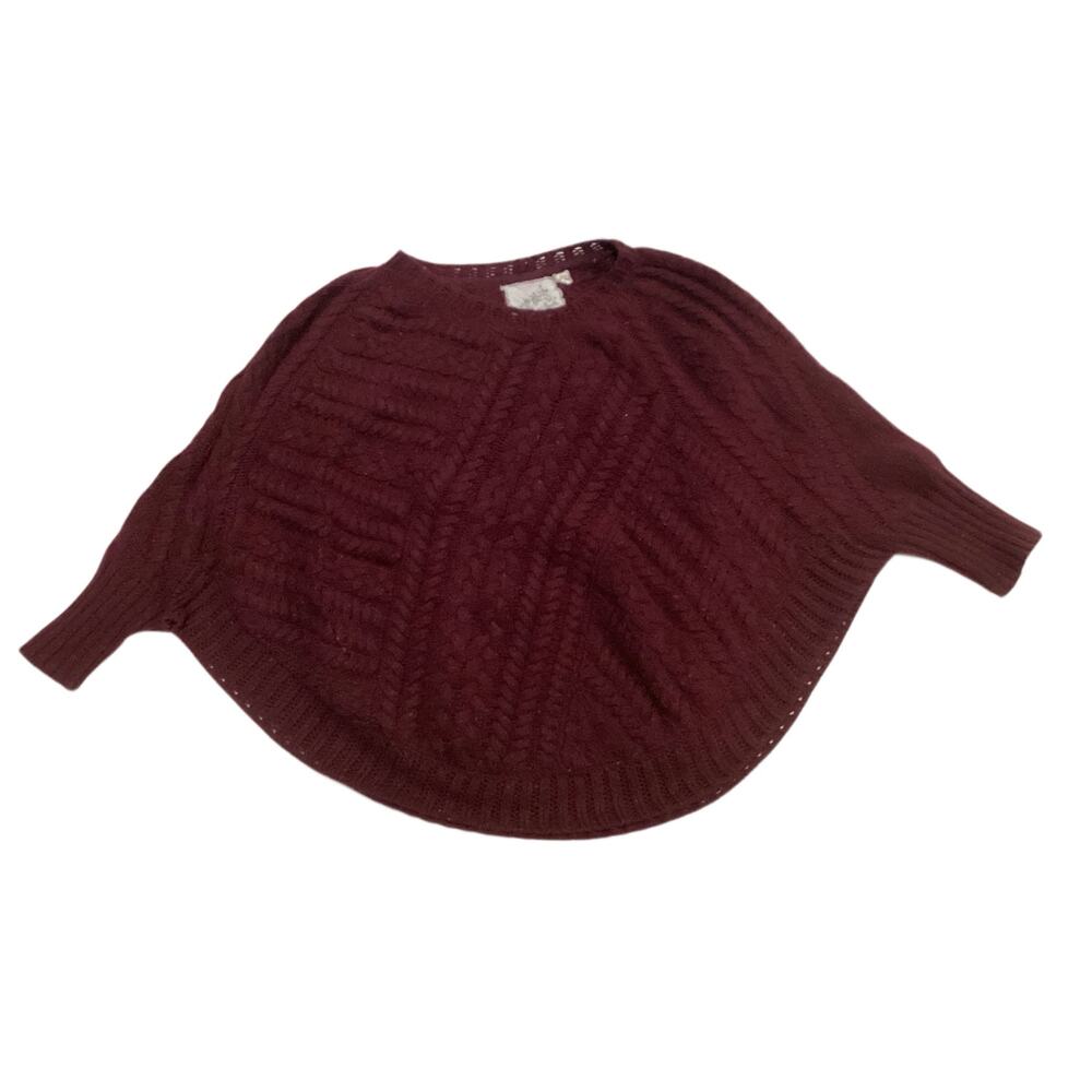 Angel of the North by Anthropologie Chunky Knit Curved Hem size XL maroon - Picture 4 of 6
